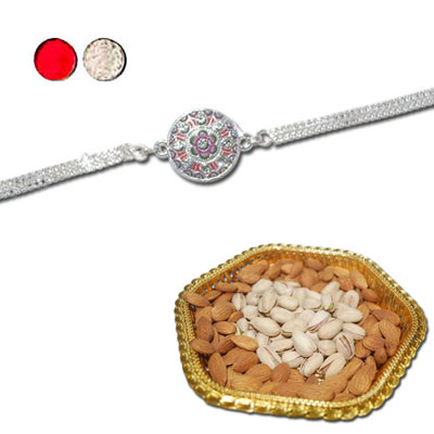 "Rakhi - SIL-6210 A (Single Rakhi),  Dryfruit Thali - code RD300 - Click here to View more details about this Product